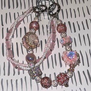 Elegant Pink Beaded bag charm  handbag accessories